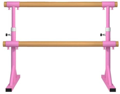 KUANGGE Doppelstangen-Ballettstange, Tanzausrüstungsstange aus Holz, professionelle Ballettstange, verstellbar, 80–120 cm, Trainings-Stretching-Stick für das Heimstudio (Pink-1 m