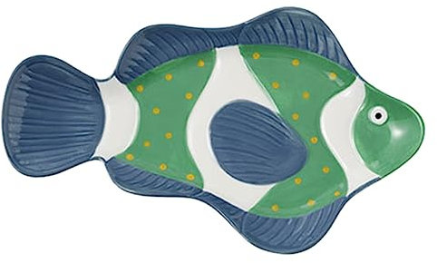 IMIKEYA Piatto Portata Ceramica Forma Pesce Per Appetizer e Sushi Vassoio Decorativo Stile Marino Per Casa e Ristorante Piatto Steaming Pratico e Resistente Per Buffet e Feste