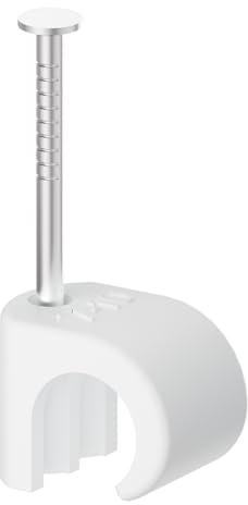 Temolink Kabelschellen, 100 Stück Nagelschellen, 7-10 mm, 304 Edelstahl, Kabelmanagement für Telefon und Ethernetkabel, Stromkabel, Rohr, Weiß