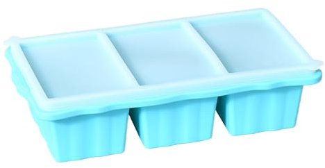 Bandeja de bloque de hielo de silicio, molde de bloque de hielo | 3 cubos Bandeja de congelador de silicona con tapa - Cóctel haciendo un recipiente de comida de fácil liberación apilable versátil par