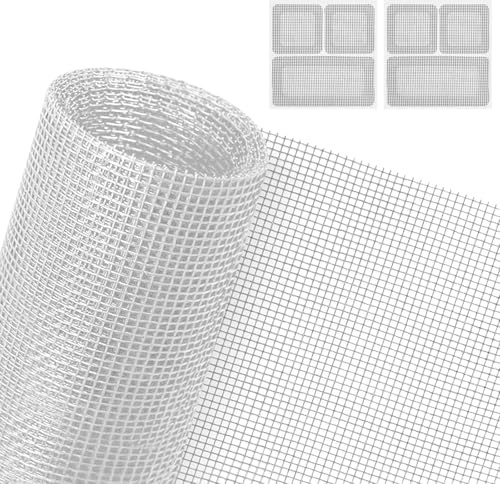 AXFEE Rete Zanzariera Finestra, 200×250 cm Rete Zanzariera Fissa Regolabile, Schermo Autoadesivo Senza Fori, con 2 toppe per la riparazione della zanzariera, per Finestra e Porta -Bianco