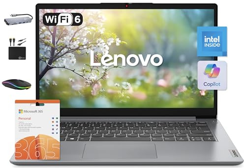 Lenovo IdeaPad Ordinateur portable 14 pouces 2025 36 Go de RAM, mémoire 1,6 To (SSD 1 To, 128 Go eMMC + 500 Go Ext), processeur Intel Core, carte graphique UHD, batterie longue durée WiFi-6