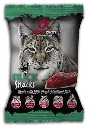 ALPHA SPIRIT- SNACK PER GATTI - GUSTO ANATRA - BUSTINA 50 GRAMMI