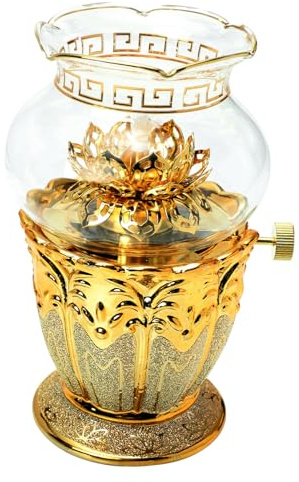 SOLUSTRE Petroleumlampe Lotus-Design Buddha-Dekoration für Wohnzimmer Schlafzimmer Gebetsraum Einfache Handhabung mit Abnehmbarem Schirm