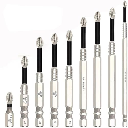 Set di 9 punte per cacciavite Torx, set di punte magnetiche con cacciavite a cricchetto, set di punte in acciaio K5 antiscivolo per cacciaviti, trapano a percussione, chiave a cricchetto, ecc
