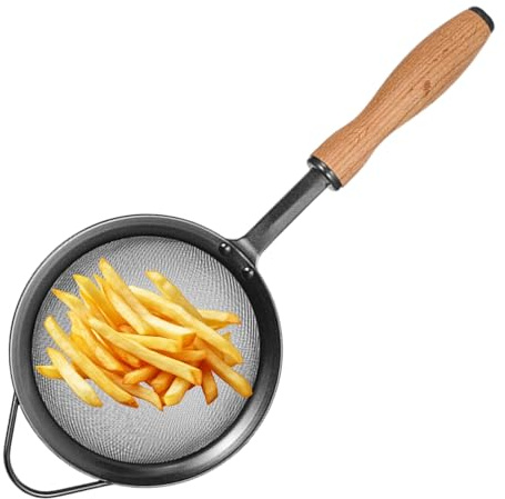 Colino a maglia fine, colino da cucina, 35 x 14 cm, con manico, accessorio per setacciare, scolare, scolare, sciacquare pasta, caffè, farina, tè, quinoa, uova e riso