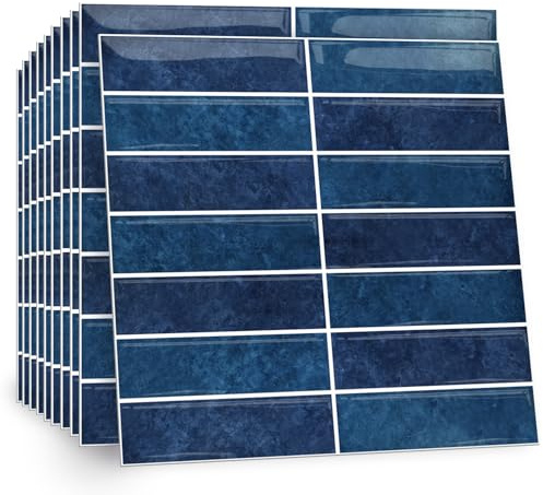TOARTI 10 Stück 2D Dunkel Blau Fliesenaufkleber Metro Fliesen Selbstklebend fliesenaufkleber Küchenrückwand Fliesen Klebefliesen Fliesenfolie Selbstklebende Küche Bad 30 x 30cm