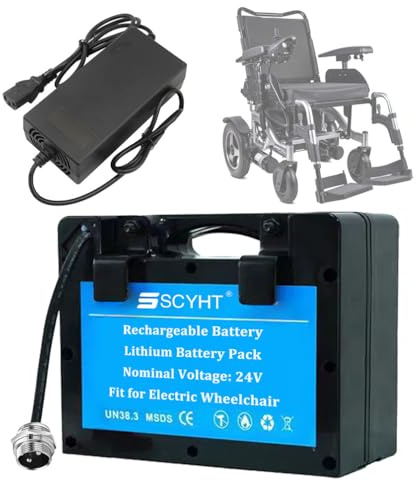SSCYHT Batería Recargable 24 V, 12 Ah y 18 Ah Batería de Litio 24 V Baterías para sillas de Ruedas para Kit Motor 250 W a 450 W con Cargador y BMS,24v18ah gx20 Male