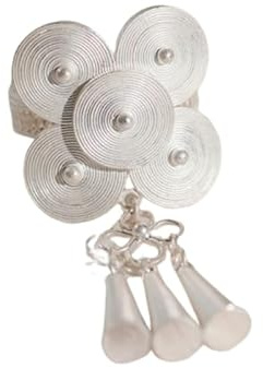 crayfomo Anello Aperto Regolabile a Mano con Fiori e Campanelle, con Design Ispirato all'Artigianato Tradizionale, Anello di Impatto in Tono Argento
