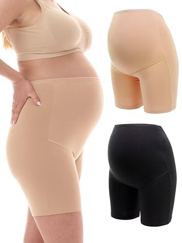 Herzmutter Mutande Gravidanza Cotone - Mutandine Premaman - Guaina maternità - Biancheria Intima Maternitá - Slip per Futura Mamma - 5000 (L, Nero/Beige)
