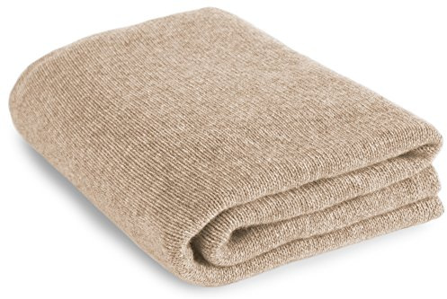 Love Cashmere Luxurious 100% Cashmere Travel Wrap Blanket - Light Natural - Handmade in Scotland