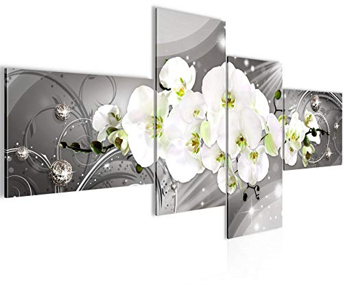 Runa Art Bild XXL 4 Teilig Blumen Orchidee 200 x 100 cm Kunstdruck auf Vlies Leinwand Wanddeko Wohnzimmer Schlafzimmer 006141b