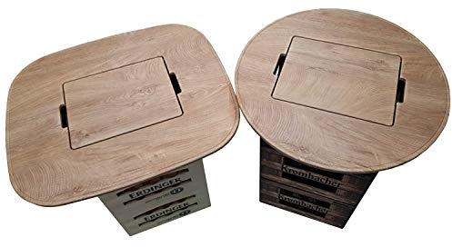 BierEx Premium Bierkastenaufsatz Bierkisten Tisch Bierkasten Stehtisch Bierkisten Aufsatz Bistrotisch Partytisch Fanartikel Fussball (Runde Form, Holzoptik ohne Spielfeld)