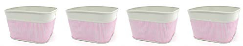 DARO DEKO Pflanzschale aus Metall 4 Stück - 19 x 11,5cm pink