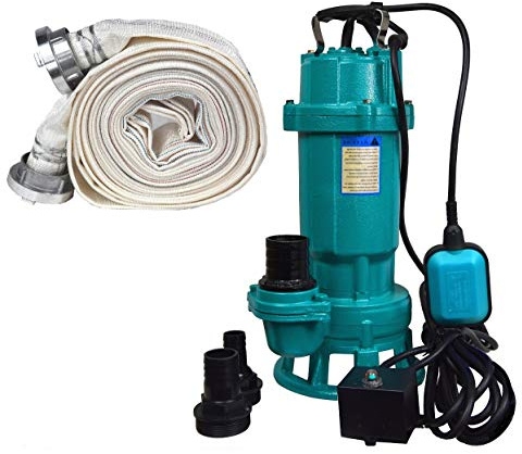 Schmutzwasserpumpe + 30 Meter Feuerwehrschlauch Fäkalienpumpe 550 W 15000 L/Std Storz C KupplungTauchpumpe Abwasserpumpe Schwimmerschalter