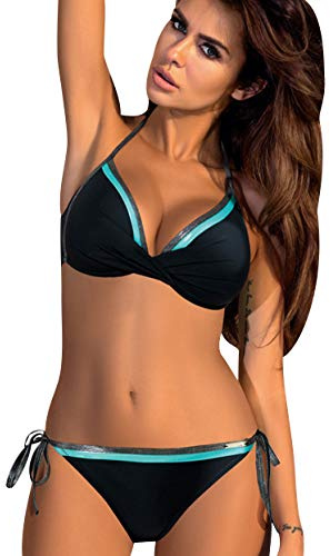 Bikini Push Up Triangulo Halter Mujer Trajes de Baño de Dos Piezas Biquini Vikini Bikinis con Relleno Señora Bañador Piscina Escote V Trikini Mujeres Bañadores Natacion para Gorditas Tallas Grandes