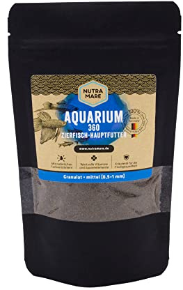 Nutramare Aquarium360 Zierfisch-Hauptfutter 250ml | Hochwertiges Fischfutter für Zierfische, Granulat mit Spirulina