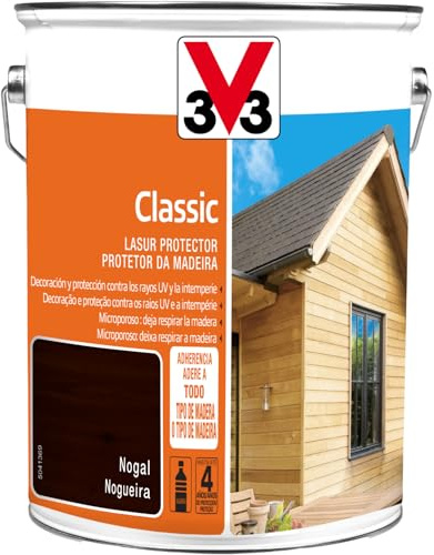V33 Protector Decorativo De La Madera Classic Satinado Nogal 5L