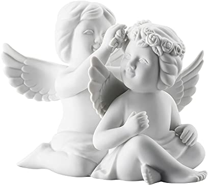 Rosenthal Engelpaar mit Blumen Weiss Matt 10,5 cm