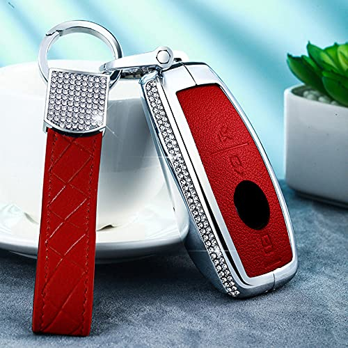 WSWJDW Autoschlüsselanhänger Koffer Schutzhülle Geeignet, passend für Mercedes Benz CES Klasse W213 W205 W222 Auto Styling Zubehör, rotes Set