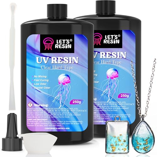 LET'S RESIN UV Resin 500g, UV Harz Set für Schmuck, Kunsthandwerk | Klar UV Kleber