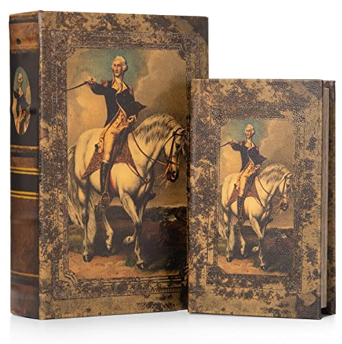 Moritz 2er Set Buchtresor Buchattrappe Deko Reiter und Ross Eroberer Buch Safe Box Schatulle Buchhülle Geldversteck