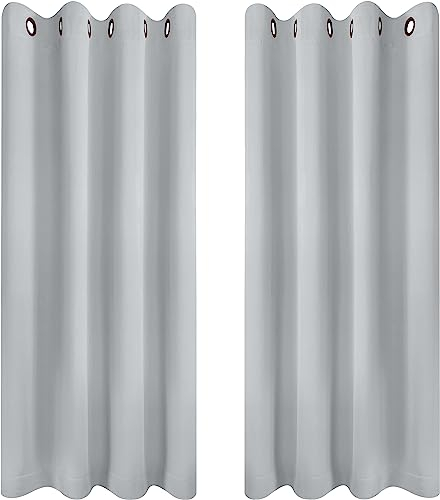Utopia Bedding Blackout Curtains Grommet Thermal 2 Panels Drapes [Grey White, 46 x 54 Inches] Sound Insulated Curtain for Bedroom and Living Room