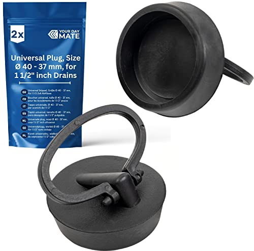 Tappo universale, per lavello, 2 pz, tappo per lavandino, per scarichi da 1-1/2“, da Ø 40 a 37 mm, tappo di scarico per vasca, tappo per lavandino di ricambio, nero, gomma, Tappi per vasca da bagno