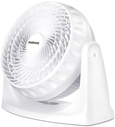 nuovva Silent Cooling Desk Fan – Powerful Oscillating Table Fan – White Electric Turbo Fan – Standing or Wall Mount Design – 3 Speed Level