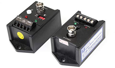 Ruilogod 2pcs BNC F CCTV UTP Video torcido Balun Transmisor Receptor DC 12V
