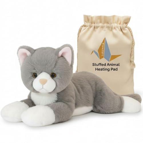 Lulumaia Cute Unscented Stuffed Animal Heating Pad for Period Cramps - Ideal Portable Heating Pad for Menstrual Cramps - Microwavable Plush Stuffed Animal for Girls, Women, Kids, Pets (Lazy Kitty)