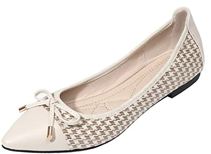 MACHSWON Womens Ballerina Flats Slip On Bow Tie Elegant Pointed Toe Classic Comfy Ballet Dress Pumps