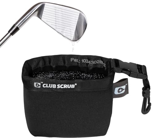 Club Scrub golfklubb och golfboll rengöringsväska, vattentät ren ansiktsteknikfoder, perfekt torr neopren exteriör, avtagbar klämma, maskintvättbar, rengör klubbspår, svart