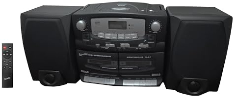 Supersonic Black Edition Vintage Bluetooth Stereo System Home Music Audio System, CD/MP3 Player, AM/FM Radio, Dual Cassette Player/Rec USB inputs, Detachable Speakers, AC/DC