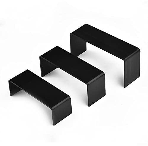HpLive 3 Stück Acryl Riser Display Ständer Regal für Sammlerstücke, Cupcake, Schmuck, Einzelhandel, Treppen Deko Aufsteller, Display Risers zum Dekorieren, Schwarz