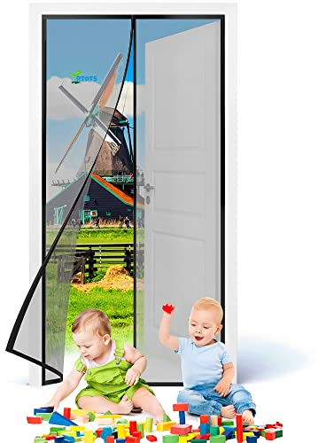 Magnet Fliegengitter Tür 260 x 210 cm Insektenschutz Magnet Fliegenvorhang, Magnetische Adsorption, Faltbar, Auto Schließen, für Türen/Patio【Schwarz】