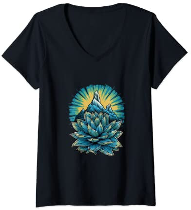 Damen Agave Titanota Royal Agave Kreide Agave Sukkulenten Pflanzen T-Shirt mit V-Ausschnitt