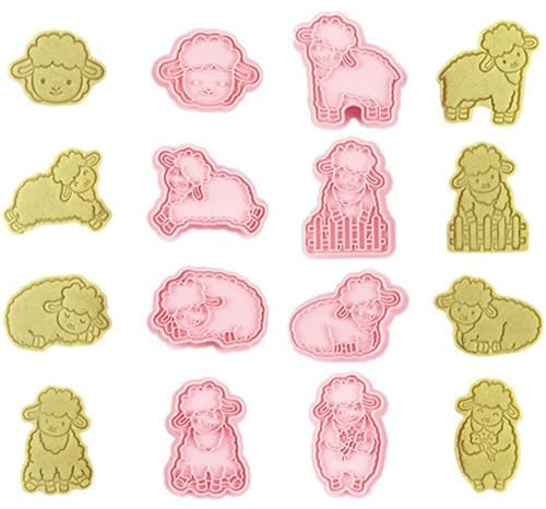 8 Pcs Cute Sheep Biscuit Mold 3d Plastic Cartoon Cookie Cake Press Mold Baking Fondant Cake Cookie Cutter Eid Mubarak Party Mold
