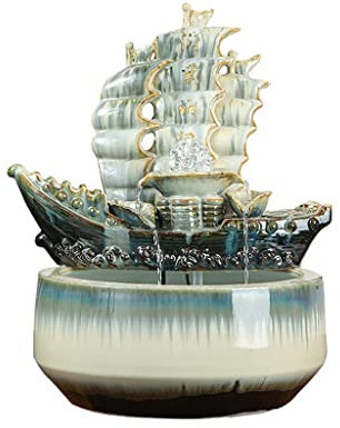 BKSK Fontana da Tavolo Fontana in Stile Cinese Desktop Fountain soggiorno Desktop Fountain Destinazione decorazione Fontana in ceramica a cascata d'acqua atomizzata Fontanella Decorativa da Interni