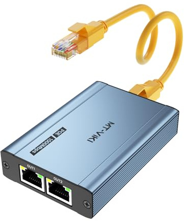 MT-VIKI Upgraded POE Ethernet Splitter - 1 to 3 1000Mbps, No Power Supply Required, Dual RJ45 Splitter for Cat5e/6/7/8 Cable, Compatible with POE IP Camera, Switch and More