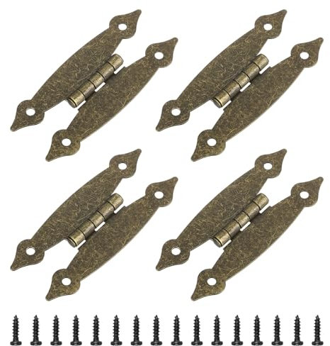 QUARKZMAN 4pz Cerniera a H Cerniera Piatta Metallo Cerniera per Porta Armadio Cerniera per Montaggio a Incasso Viti per Porta Armadio, 3.5x1.5 Pollici Bronzo
