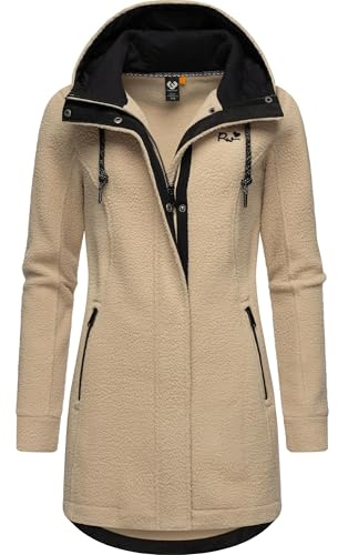 Ragwear Damen warme Teddyjacke lang Fleecemantel mit Kapuze Letti Teddy-Fleece YOUMODO XS-6XL