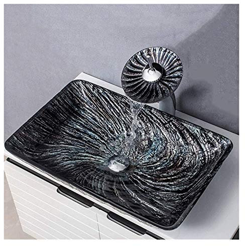 sopra Il lavabo, Lavandino del Bagno sopra Il Piano lavabo da appoggio lavabo da appoggio Rettangolare sopra Il Piano lavabo da appoggio in Vetro temperato colorato lavabo da Bagno