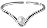 Ring Ringe Damen Bijouterie Herren 925 Einfacher V-Förmiger Runder Perlen-Einstellbarer Damenring Für Hochzeit, Statement, Edler Schmuck