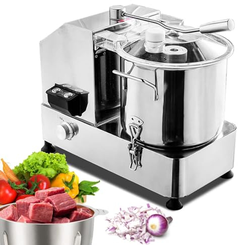 Picadora De Alimentos Eléctrica Multifuncional Para Verduras Y Carne, Procesador De Alimentos Automático Con Velocidad Ajustable, Rallador De Verduras Comercial De Acero Inoxidable,6L