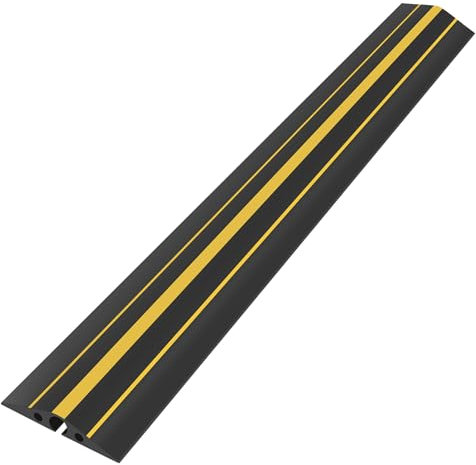 Floor Cable Covers for Wires Floor Cable Protector, Outdoor Cable Floor Cover Heavy Duty Rubber Floor Cable Tidy Mat Hider Anti Trip with 1 Cord Channel for Outside Pavement, Black
