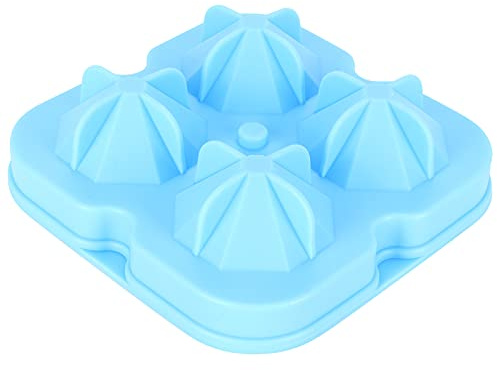 Molde para Hielo Azul de 4 Rejillas, Bandeja Reutilizable de Silicona con Forma de Diamante para Cubitos de Hielo, Suministros de Cocina para el Hogar y Accesorio de Barra,
