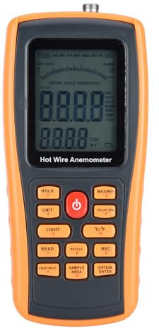 Anemometer, Digital Anemometer, LCD Portable Digital Hot Wire Wind Speed Temperature Gauge Anemometer GM8903 with Manual and Sensor for, Anemometers