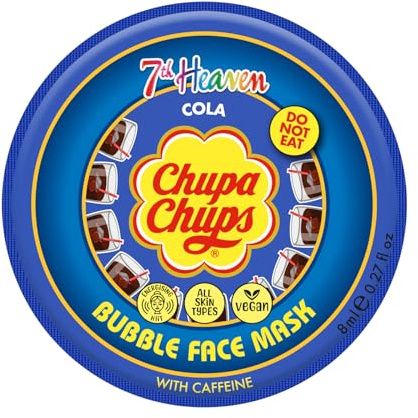 7th Heaven x Chupa Chups Bubble Face Mask (Cola) Energy Boosting Peel Off Maschera per il viso con caffeina, vegana - Genuine 7th Heaven Face Masks Skincare