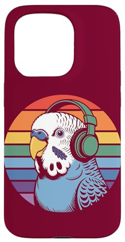 Budgie Perruche Casque DJ Perruche Coque pour iPhone 15 Pro
